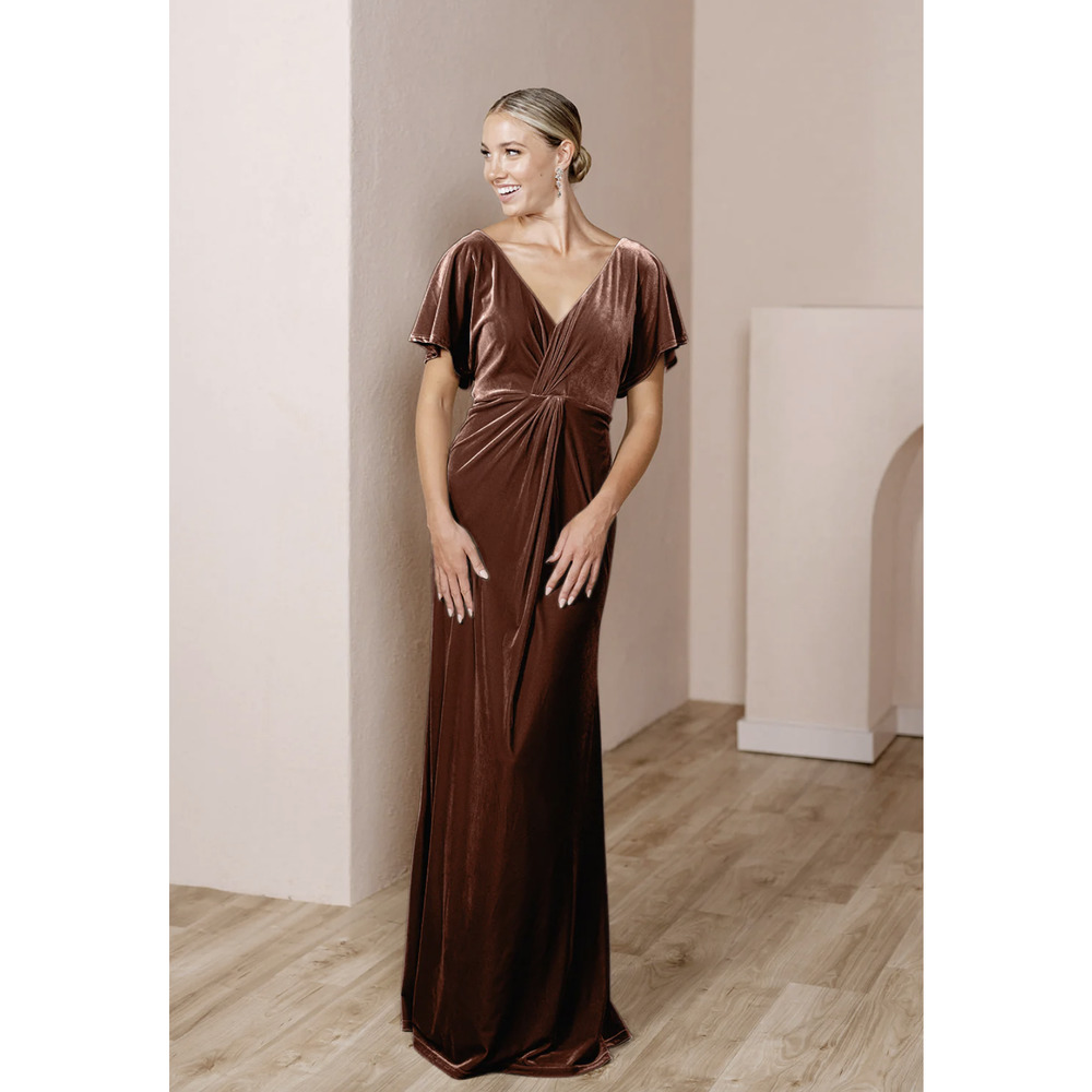 Revelry Velvet Gwen Dress in Terracotta